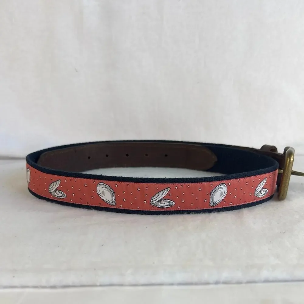 Brown Leather and Red Patterned Men’s Belt